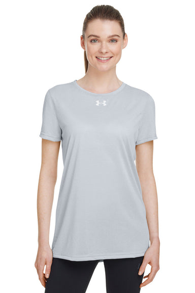 Under Armour 1376847 Womens Team Tech Moisture Wicking Short Sleeve Crewneck T-Shirt Heather Light Mod Grey Model Front