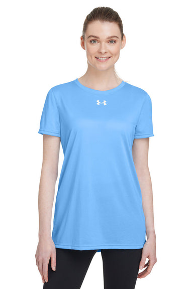 Under Armour 1376847 Womens Team Tech Moisture Wicking Short Sleeve Crewneck T-Shirt Carolina Blue Model Front