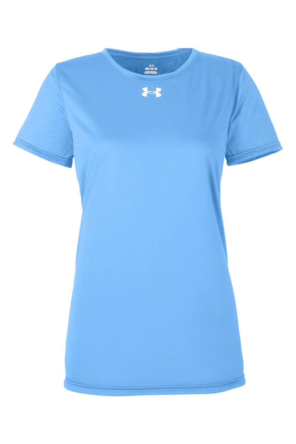 Under Armour 1376847 Womens Team Tech Moisture Wicking Short Sleeve Crewneck T-Shirt Carolina Blue Flat Front