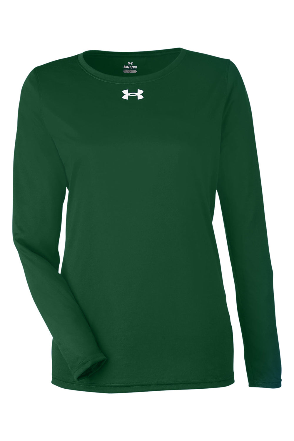 Under Armour 1376852 Womens Team Tech Moisture Wicking Long Sleeve Crewneck T-Shirt Forest Green Flat Front
