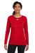 Under Armour 1376852 Womens Team Tech Moisture Wicking Long Sleeve Crewneck T-Shirt Red Model Front