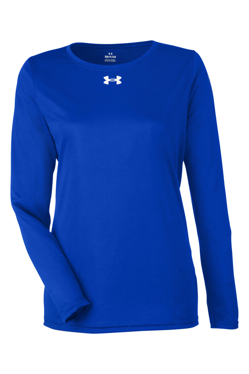 Under Armour 1376852 Womens Team Tech Moisture Wicking Long Sleeve Crewneck T-Shirt Royal Blue Flat Front