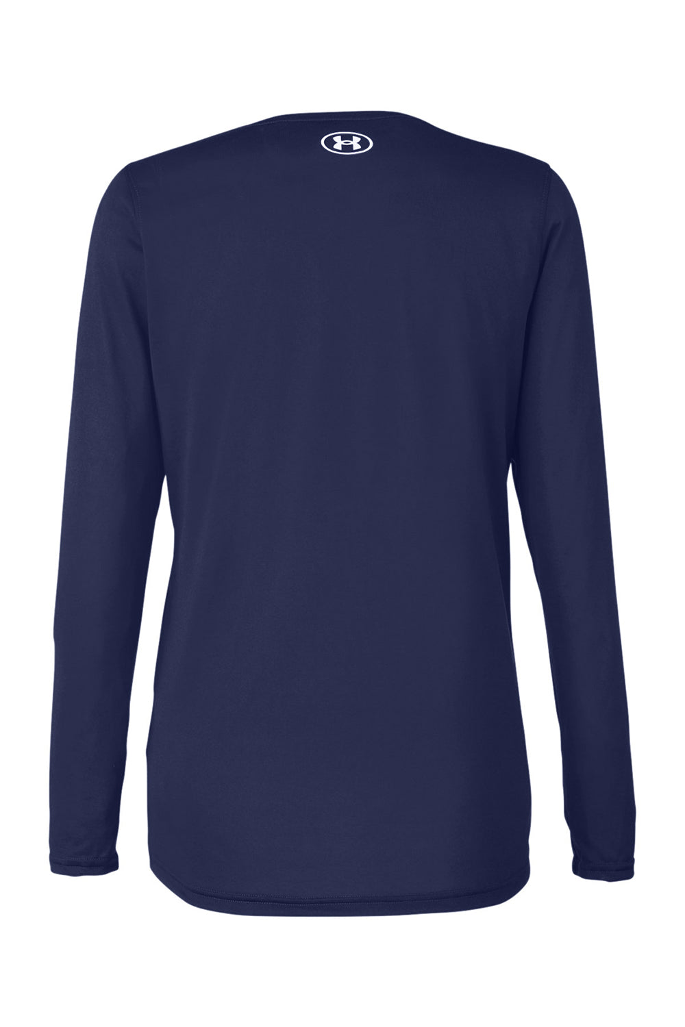 Under Armour 1376852 Womens Team Tech Moisture Wicking Long Sleeve Crewneck T-Shirt Midnight Navy Blue Flat Back