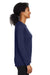 Under Armour 1376852 Womens Team Tech Moisture Wicking Long Sleeve Crewneck T-Shirt Midnight Navy Blue Model Side