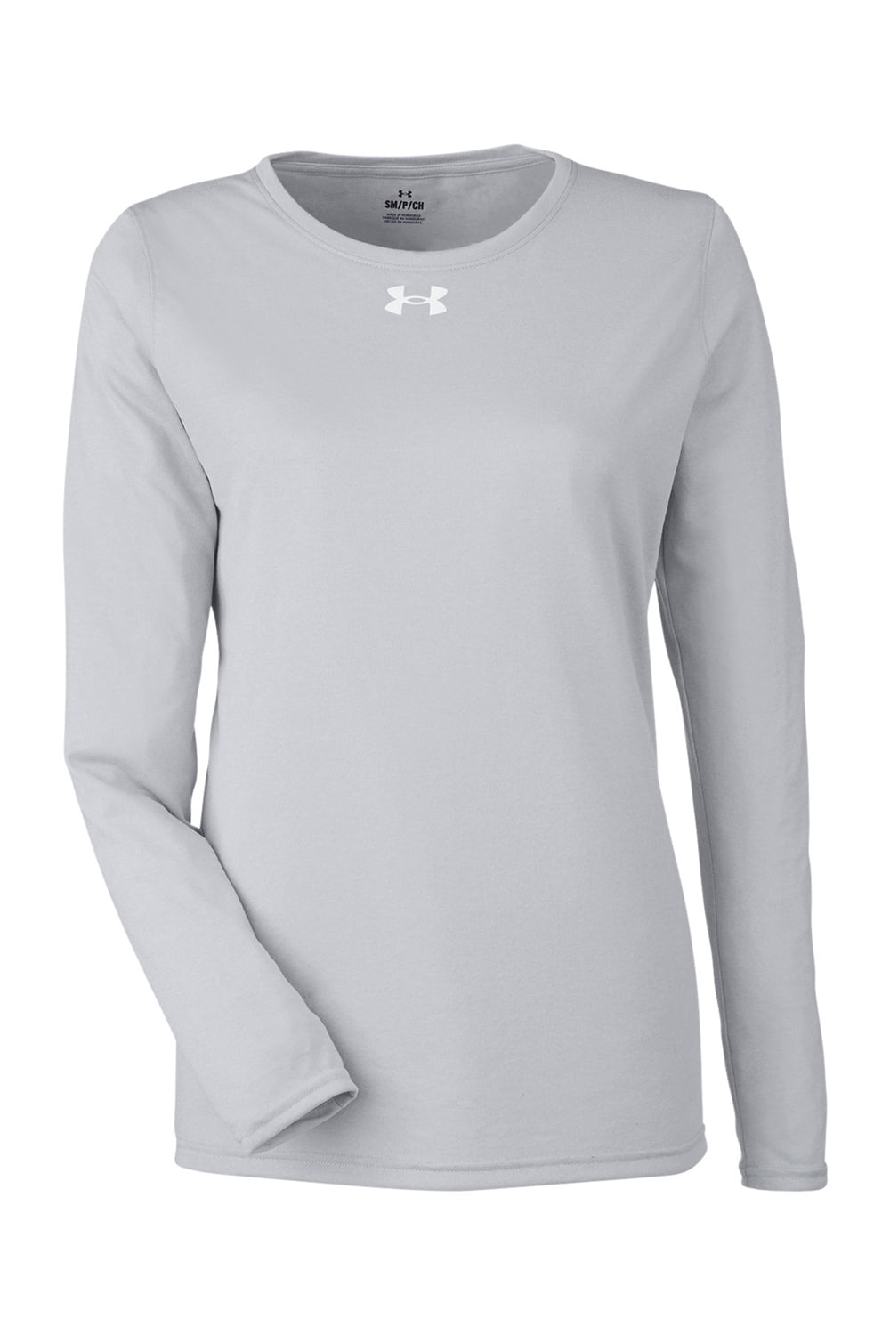 Under Armour 1376852 Womens Team Tech Moisture Wicking Long Sleeve Crewneck T-Shirt Mod Grey Flat Front