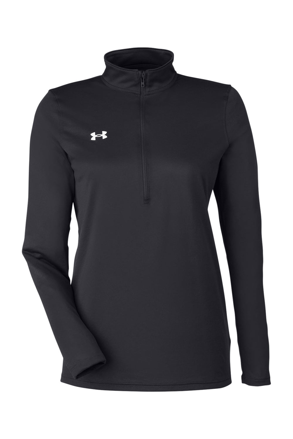 Under Armour 1376862 Womens Team Tech Moisture Wicking 1/4 Zip Sweatshirt Black Flat Front