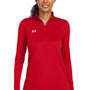Under Armour Womens Team Tech Moisture Wicking 1/4 Zip Sweatshirt - Red - NEW