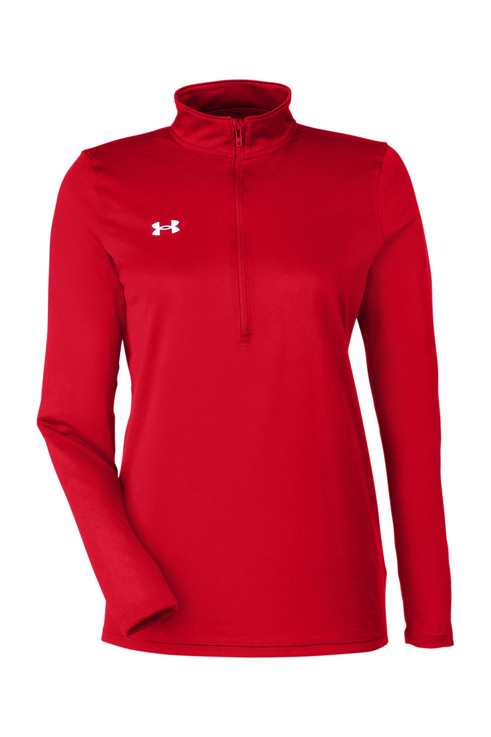 Under Armour 1376862 Womens Team Tech Moisture Wicking 1/4 Zip Sweatshirt Red Flat Front