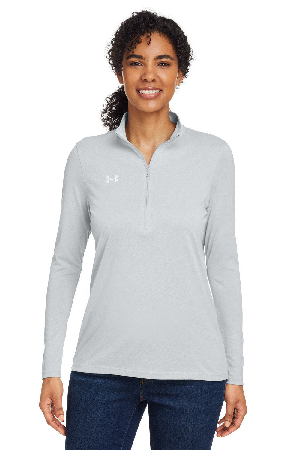 Under Armour Womens Team Tech Moisture Wicking 1/4 Zip Sweatshirt Mod Grey