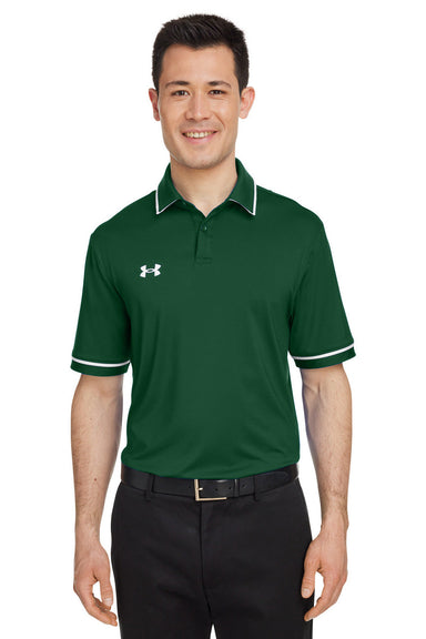 Under Armour 1376904 Mens Teams Performance Moisture Wicking Short Sleeve Polo Shirt Forest Green Model Front