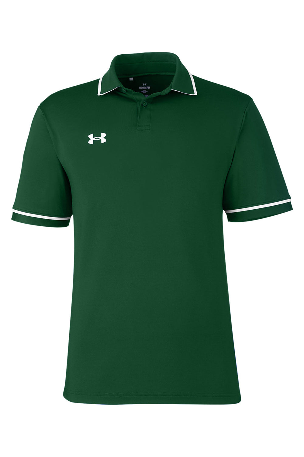 Under Armour 1376904 Mens Teams Performance Moisture Wicking Short Sleeve Polo Shirt Forest Green Flat Front
