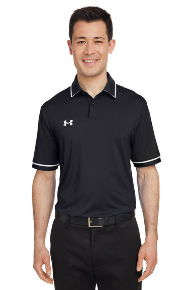 Under Armour 1376904 Mens Teams Performance Moisture Wicking Short Sleeve Polo Shirt Black Model Front