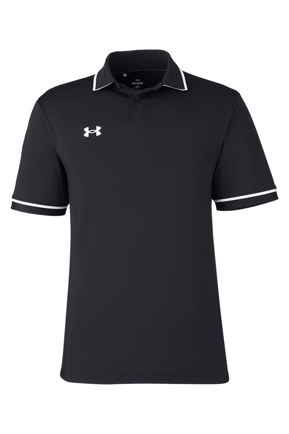 Under Armour 1376904 Mens Teams Performance Moisture Wicking Short Sleeve Polo Shirt Black Flat Front