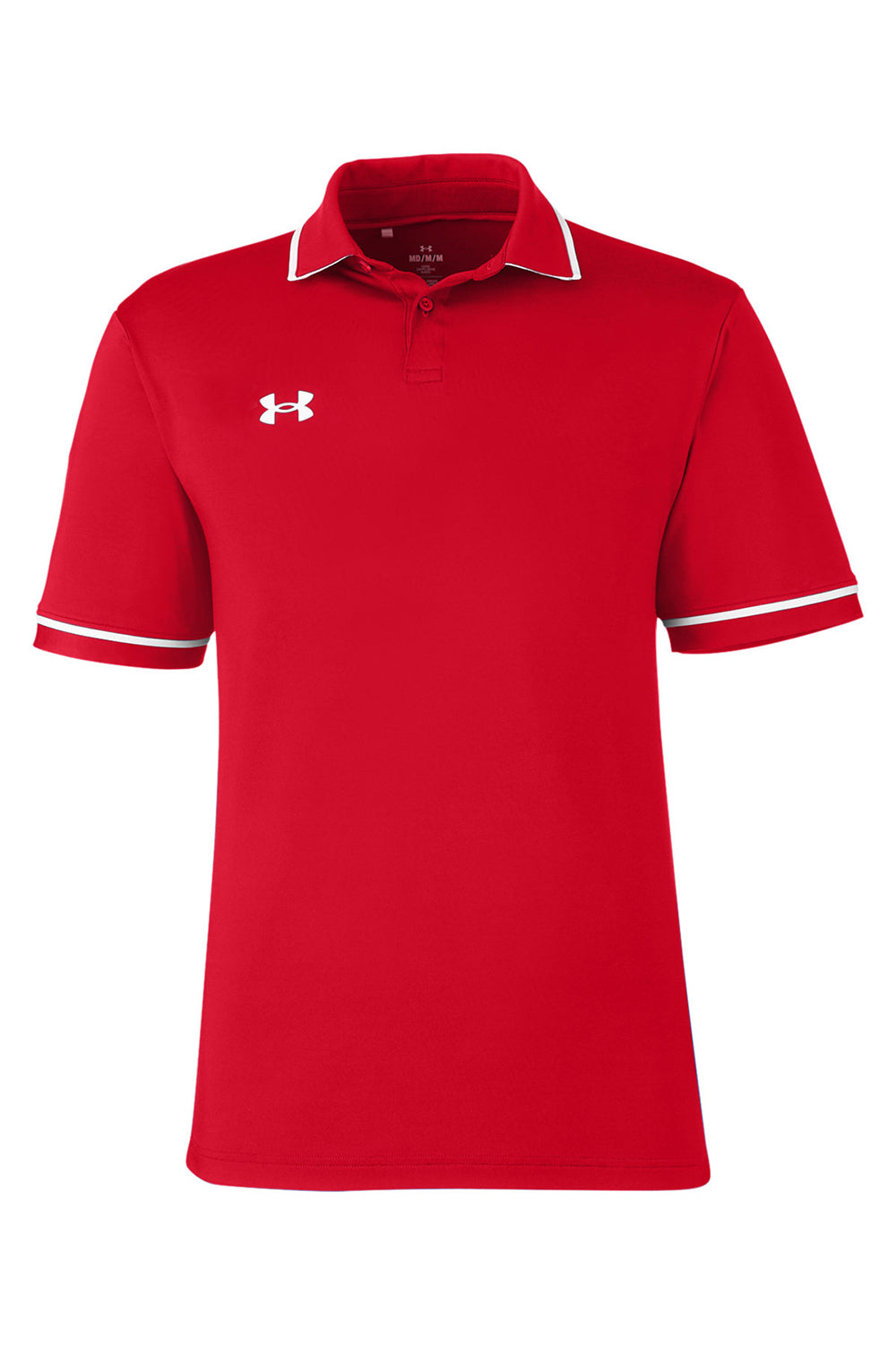 Under Armour 1376904 Mens Teams Performance Moisture Wicking Short Sleeve Polo Shirt Red Flat Front