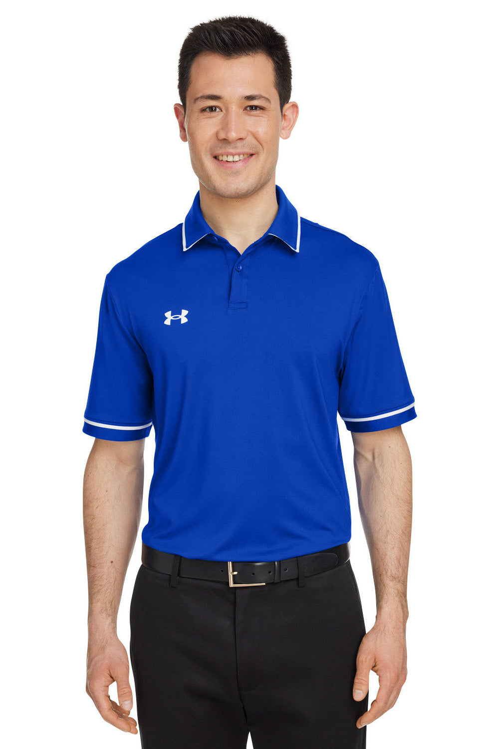 Under Armour 1376904 Mens Teams Performance Moisture Wicking Short Sleeve Polo Shirt Royal Blue Model Front