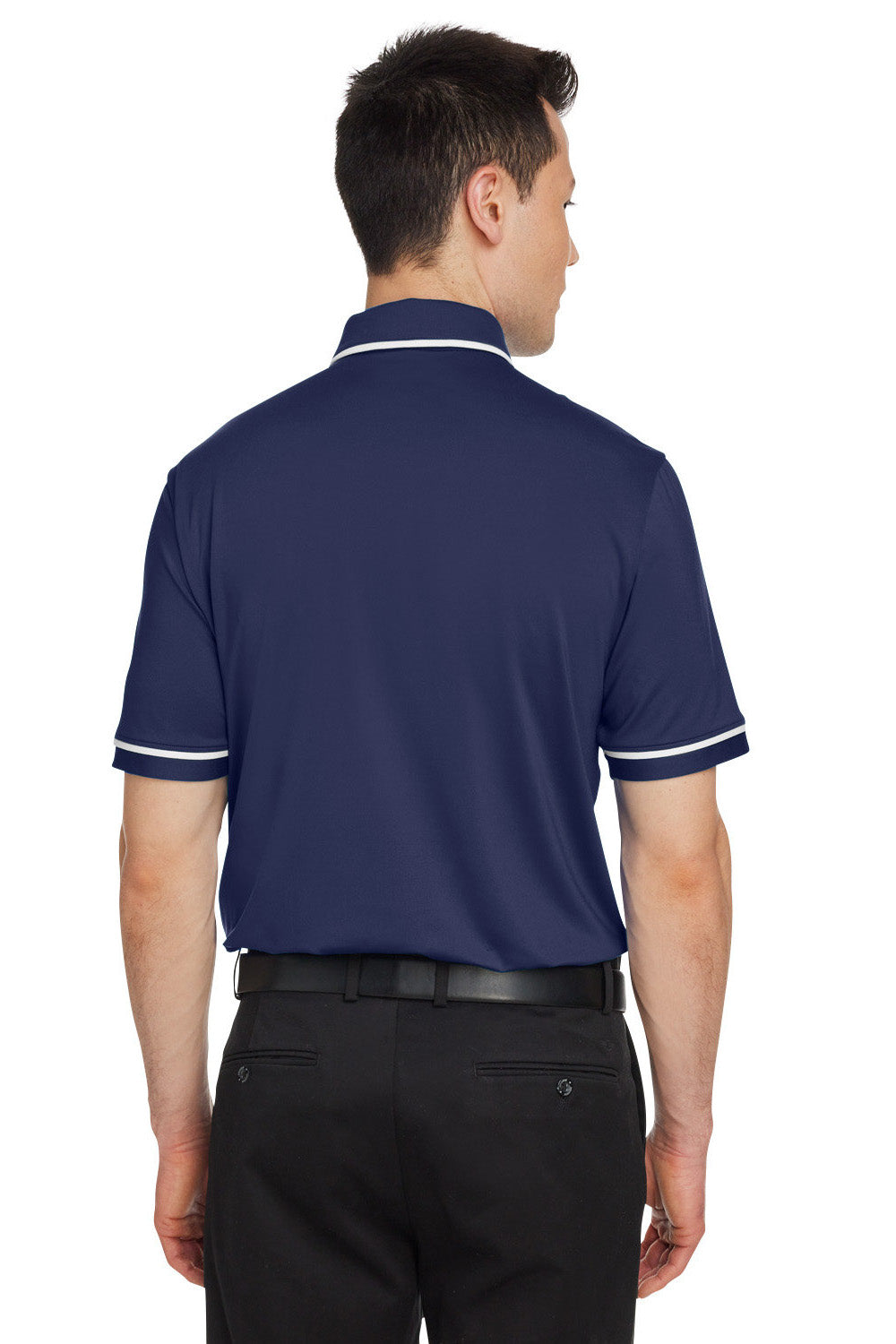Under Armour 1376904 Mens Teams Performance Moisture Wicking Short Sleeve Polo Shirt Midnight Navy Blue Model Back