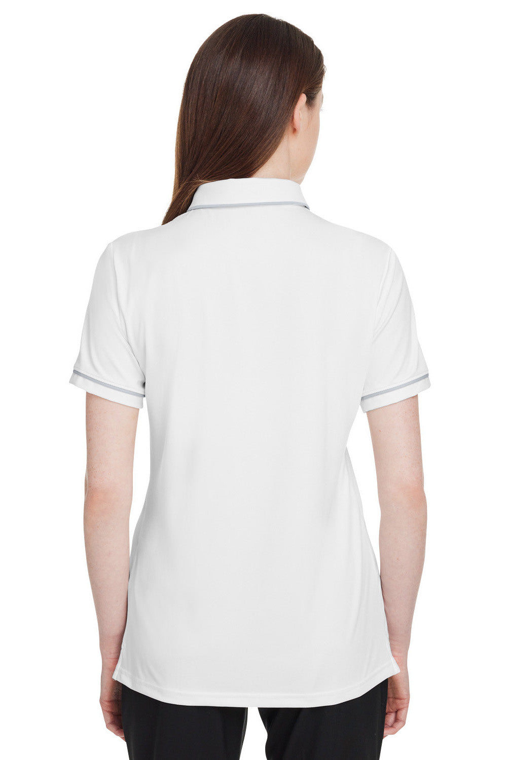 Under Armour 1376905 Womens Teams Performance Moisture Wicking Short Sleeve Polo Shirt White Model Back