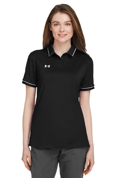 Under Armour 1376905 Womens Teams Performance Moisture Wicking Short Sleeve Polo Shirt Black Model Front