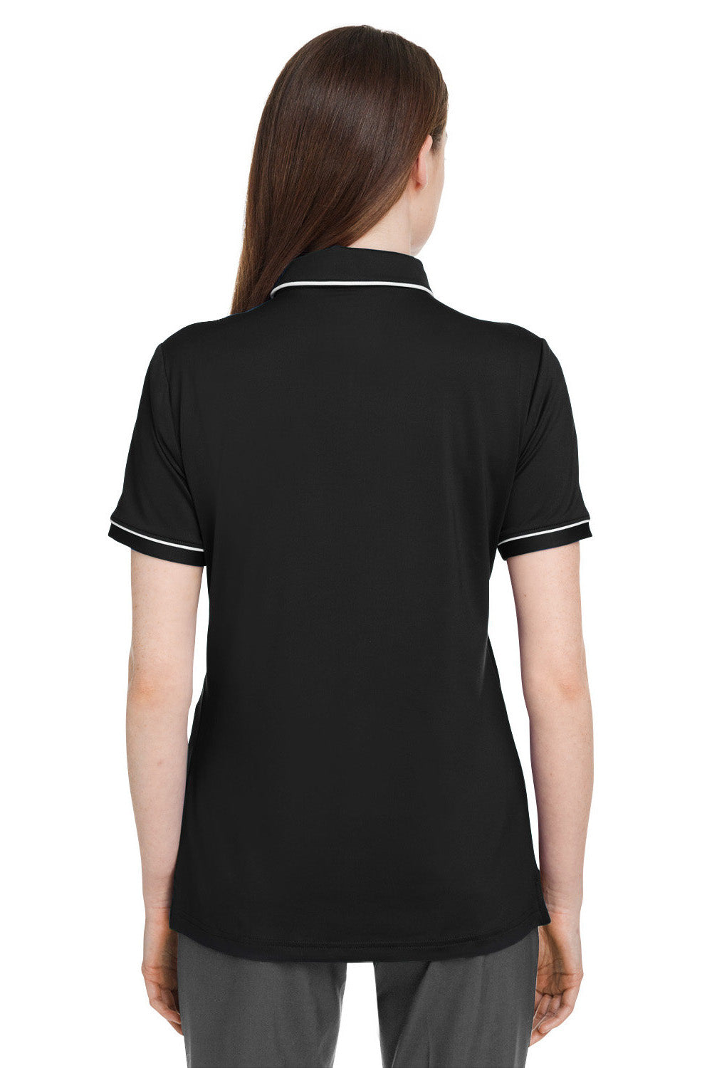 Under Armour 1376905 Womens Teams Performance Moisture Wicking Short Sleeve Polo Shirt Black Model Back