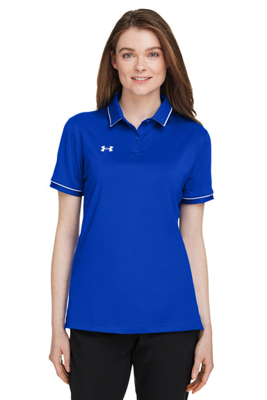 Under Armour 1376905 Womens Teams Performance Moisture Wicking Short Sleeve Polo Shirt Royal Blue Model Front