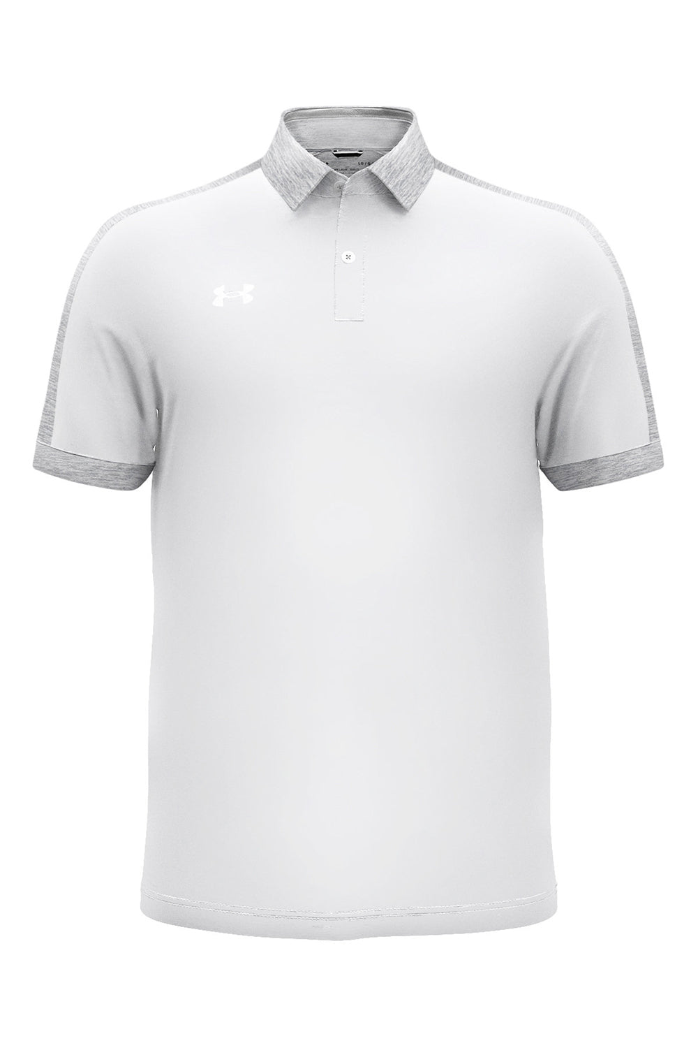 Under Armour 1376907 Mens Trophy Level Moisture Wicking Short Sleeve Polo Shirt White/Mod Grey Flat Front
