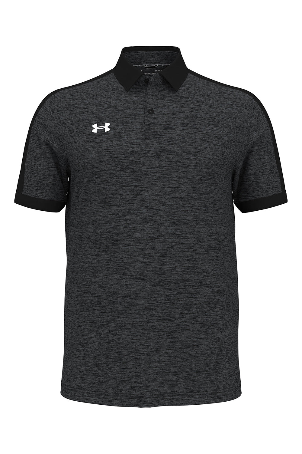 Under Armour 1376907 Mens Trophy Level Moisture Wicking Short Sleeve Polo Shirt Black Flat Front