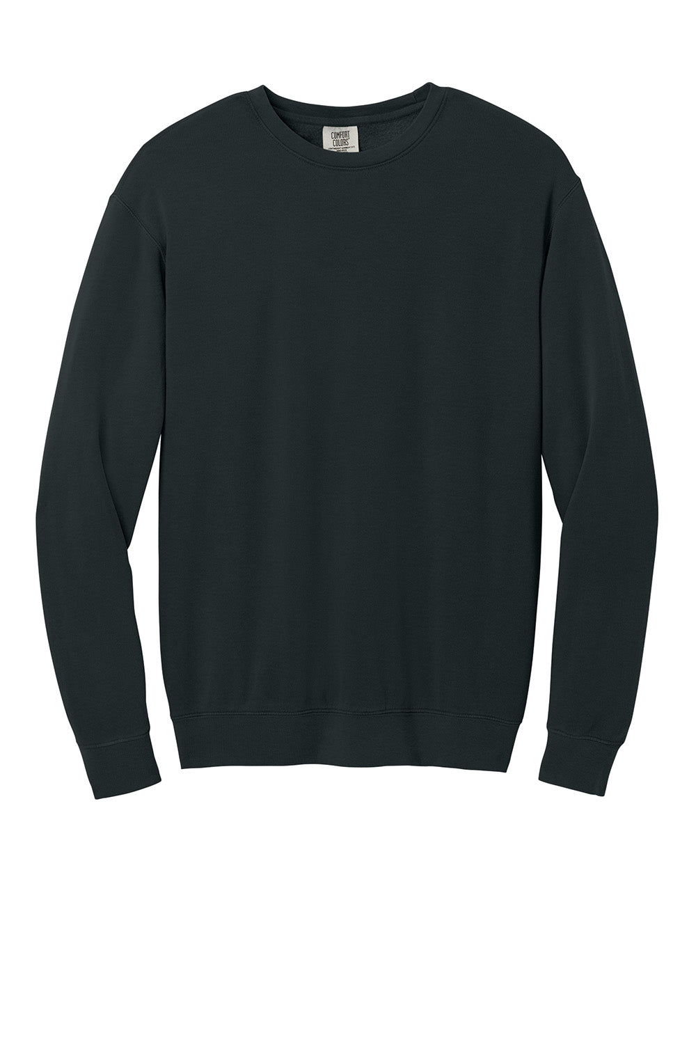 Comfort Colors 1466 Mens Garment Dyed Fleece Crewneck Sweatshirt Black Flat Front