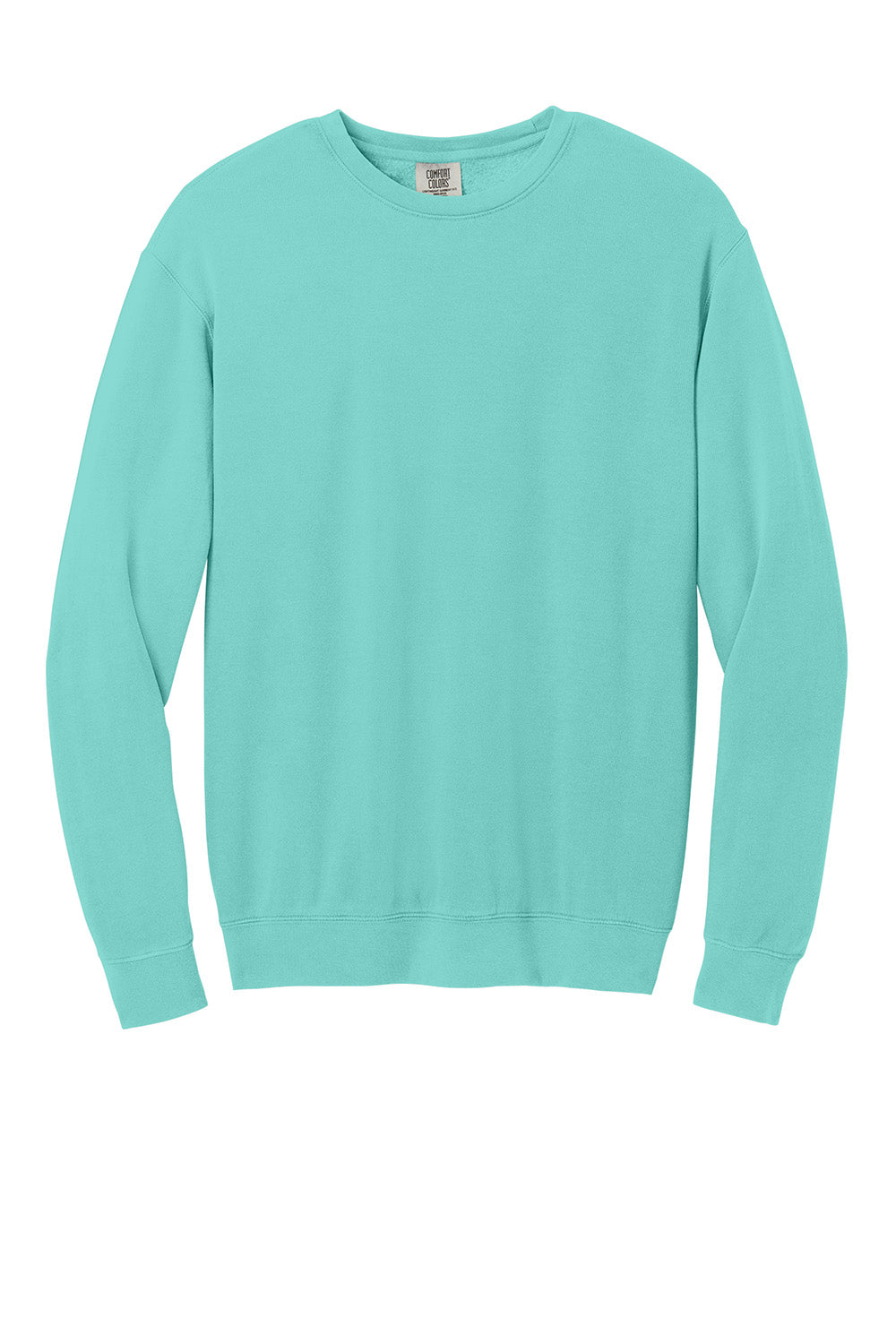 Comfort Colors 1466 Mens Garment Dyed Fleece Crewneck Sweatshirt Chalky Mint Green Flat Front