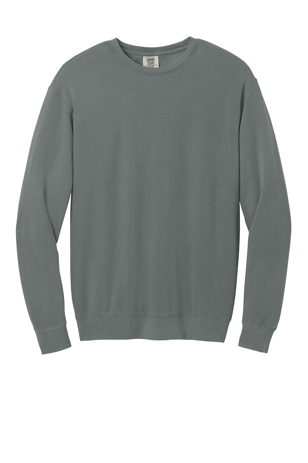 Comfort Colors 1466 Mens Garment Dyed Fleece Crewneck Sweatshirt Grey Flat Front
