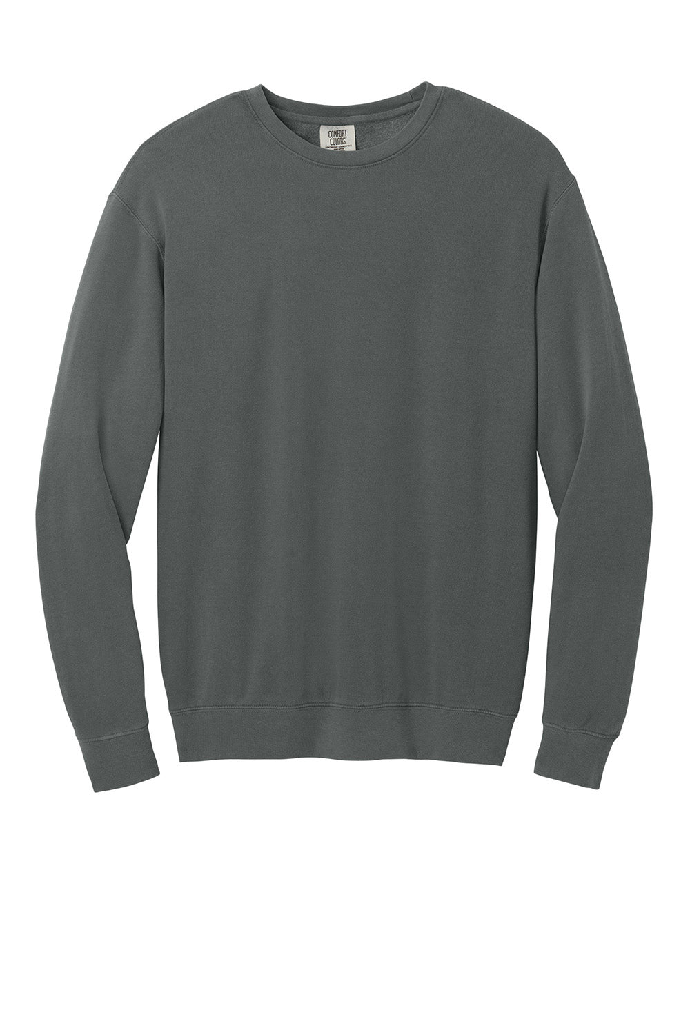 Comfort Colors 1466 Mens Garment Dyed Fleece Crewneck Sweatshirt Pepper Grey Flat Front