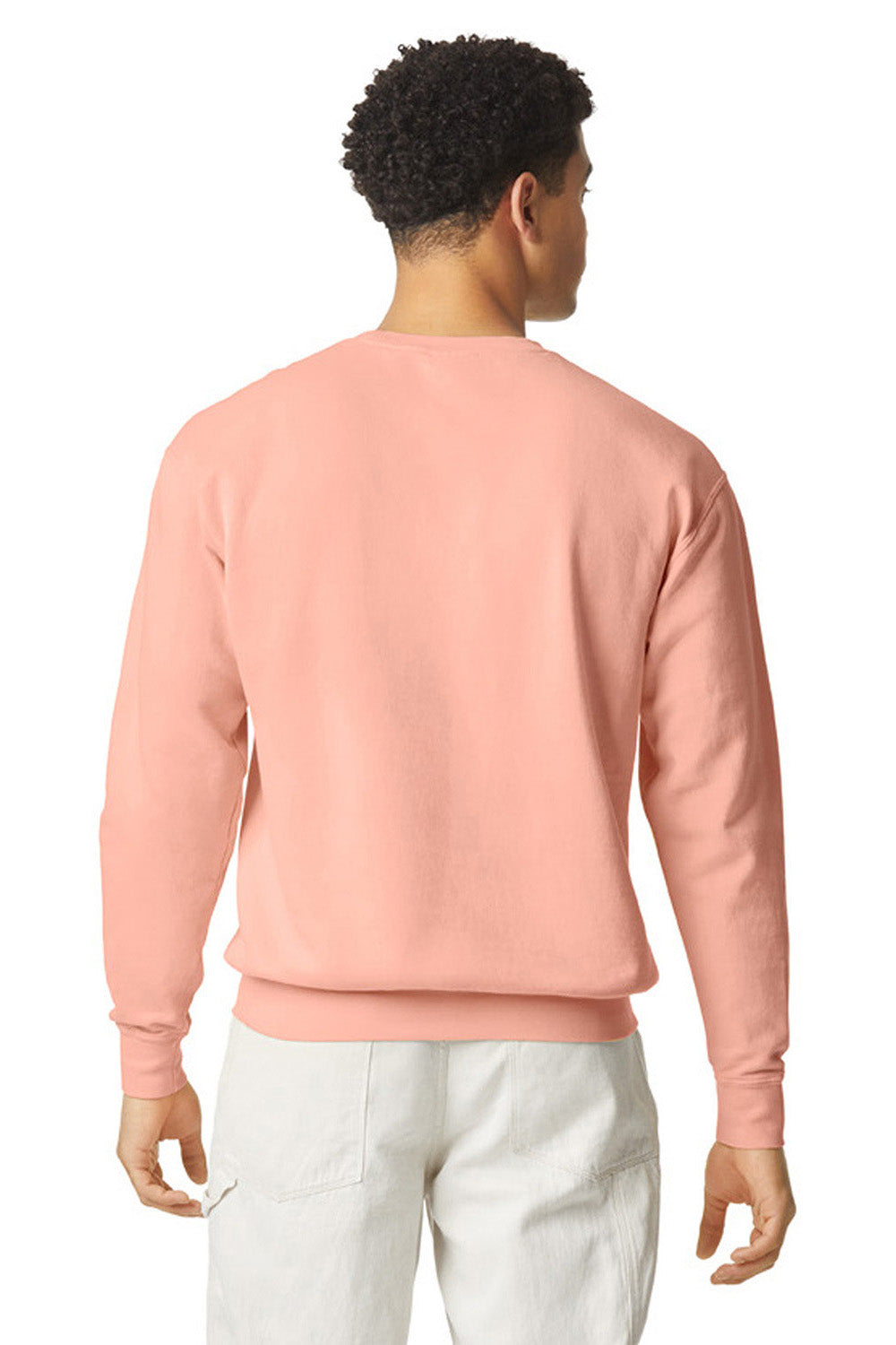 Comfort Colors 1466 Mens Garment Dyed Fleece Crewneck Sweatshirt Peachy Model Back