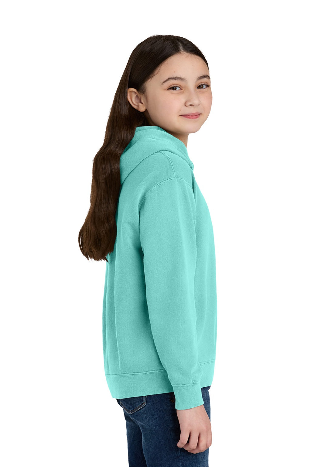 Comfort Colors 1467Y Youth Hooded Sweatshirt Hoodie Chalky Mint Model Side