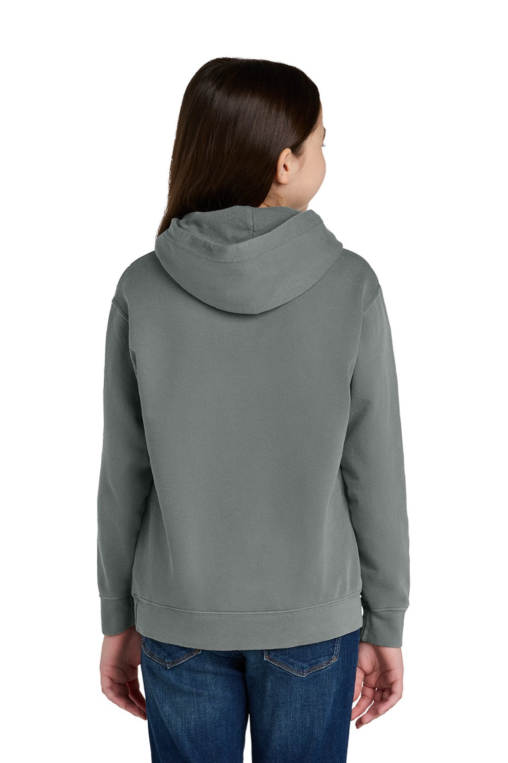 Comfort Colors 1467Y Youth Hooded Sweatshirt Hoodie Grey Model Back