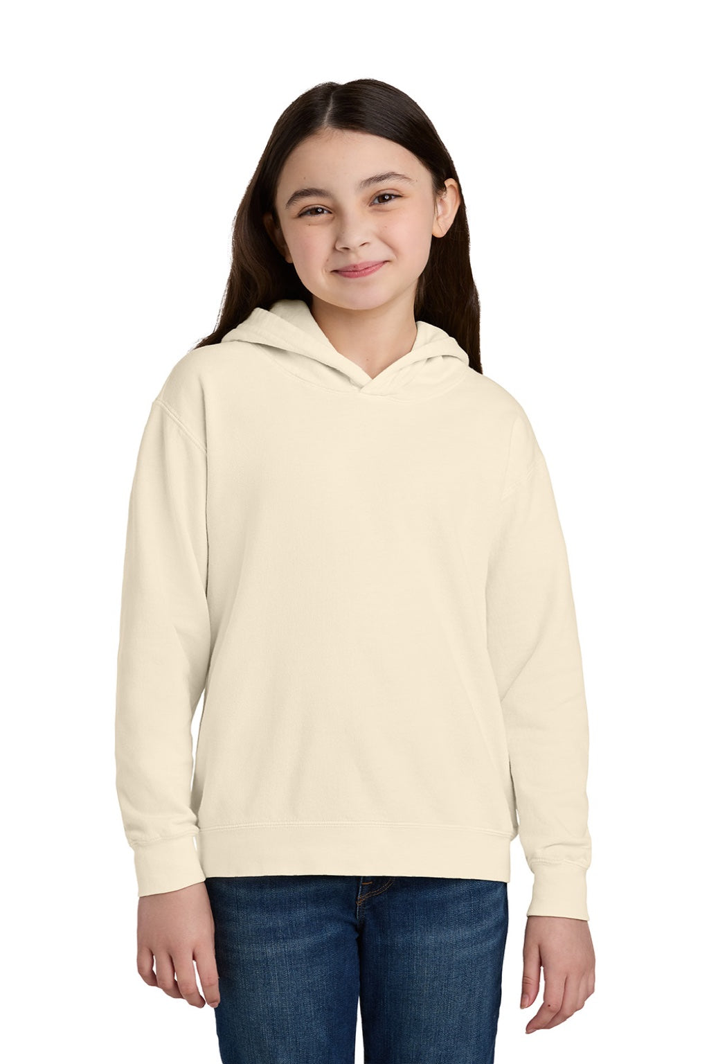 Comfort Colors 1467Y Youth Hooded Sweatshirt Hoodie Ivory Model Front