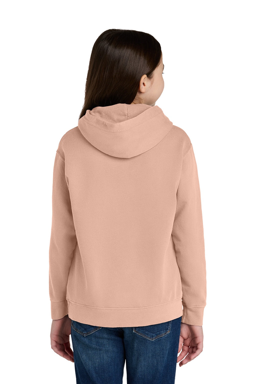 Comfort Colors 1467Y Youth Hooded Sweatshirt Hoodie Peachy Model Back