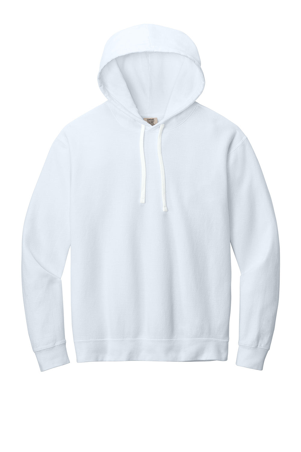Comfort Colors 1467 Mens Garment Dyed Fleece Hooded Sweatshirt Hoodie White Flat Front