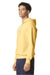 Comfort Colors 1467 Mens Garment Dyed Fleece Hooded Sweatshirt Hoodie Butter Yellow Model Side