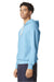 Comfort Colors 1467 Mens Garment Dyed Fleece Hooded Sweatshirt Hoodie Hydrangea Blue Model Side