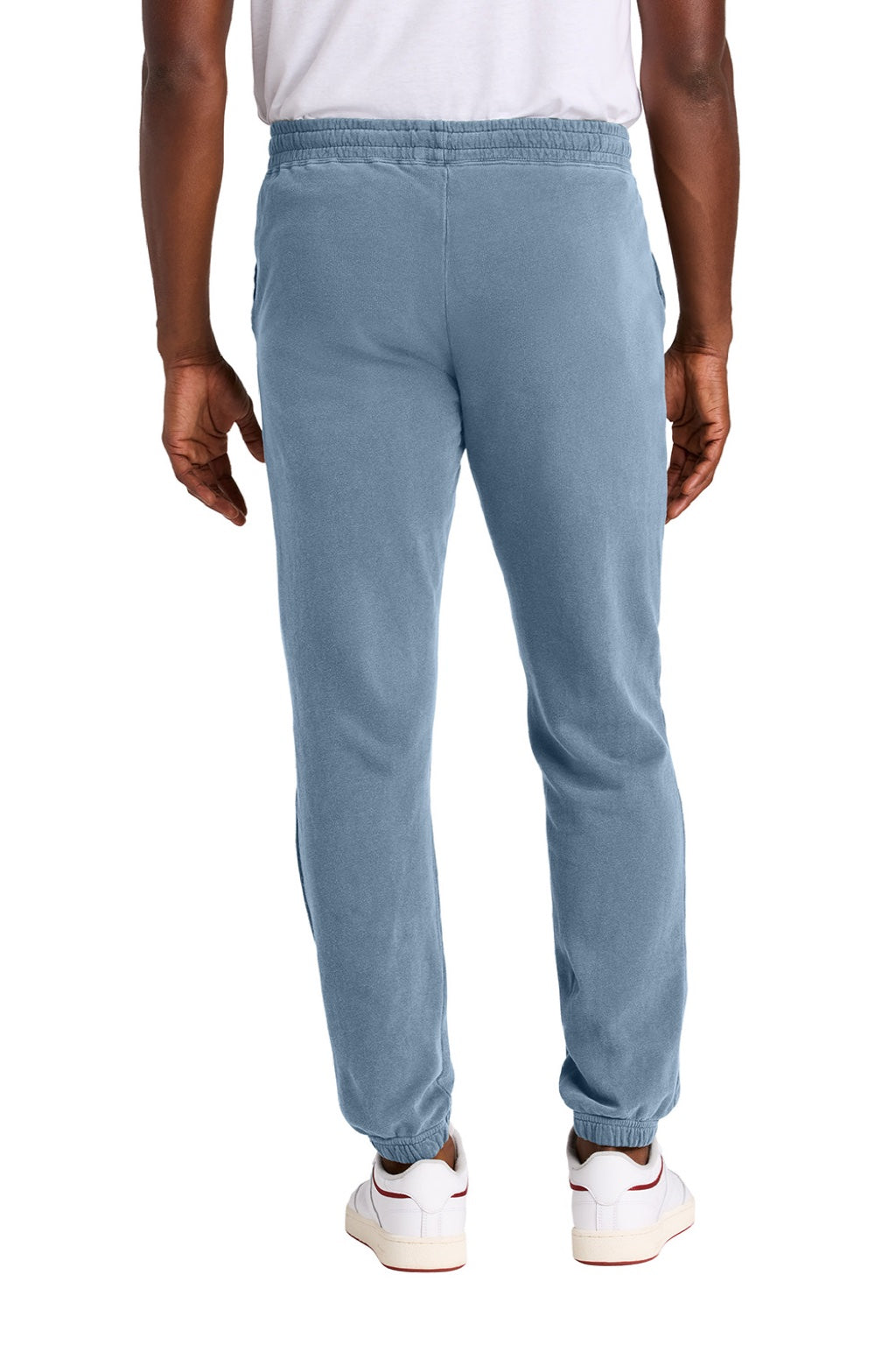 Comfort Colors 1469 Mens Garment Dyed Fleece Sweatpants w/ Pockets Blue Jean Model Back