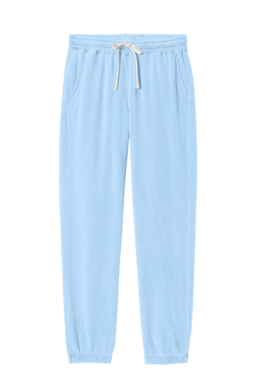 Comfort Colors 1469 Mens Garment Dyed Fleece Sweatpants w/ Pockets Hydrangea Blue Flat Front