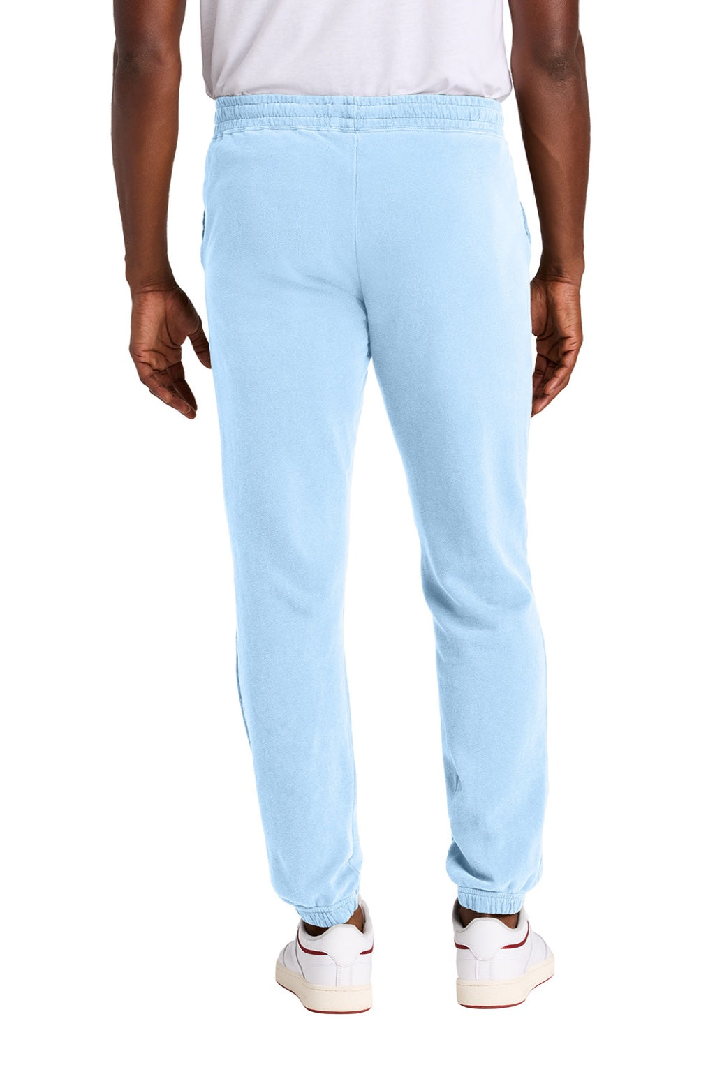 Comfort Colors 1469 Mens Garment Dyed Fleece Sweatpants w/ Pockets Hydrangea Blue Model Back
