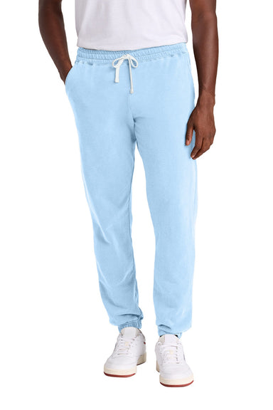 Comfort Colors 1469 Mens Garment Dyed Fleece Sweatpants w/ Pockets Hydrangea Blue Model Front