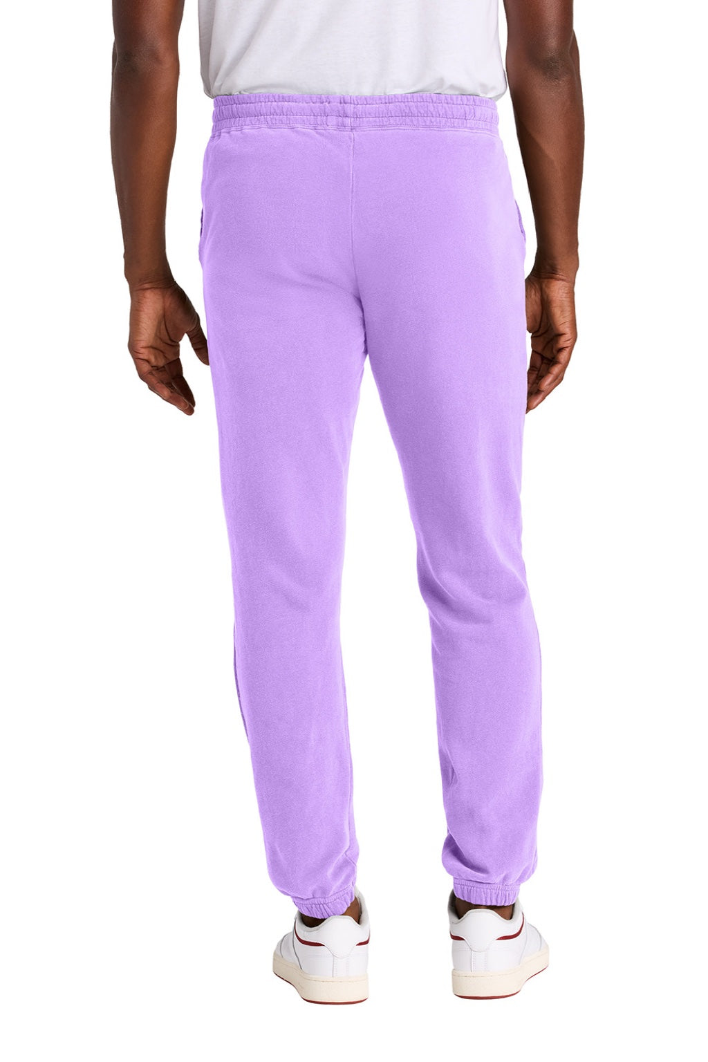Comfort Colors 1469 Mens Garment Dyed Fleece Sweatpants w/ Pockets Neon Violet Purple Model Back