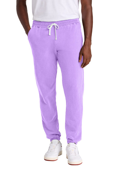 Comfort Colors 1469 Mens Garment Dyed Fleece Sweatpants w/ Pockets Neon Violet Purple Model Front