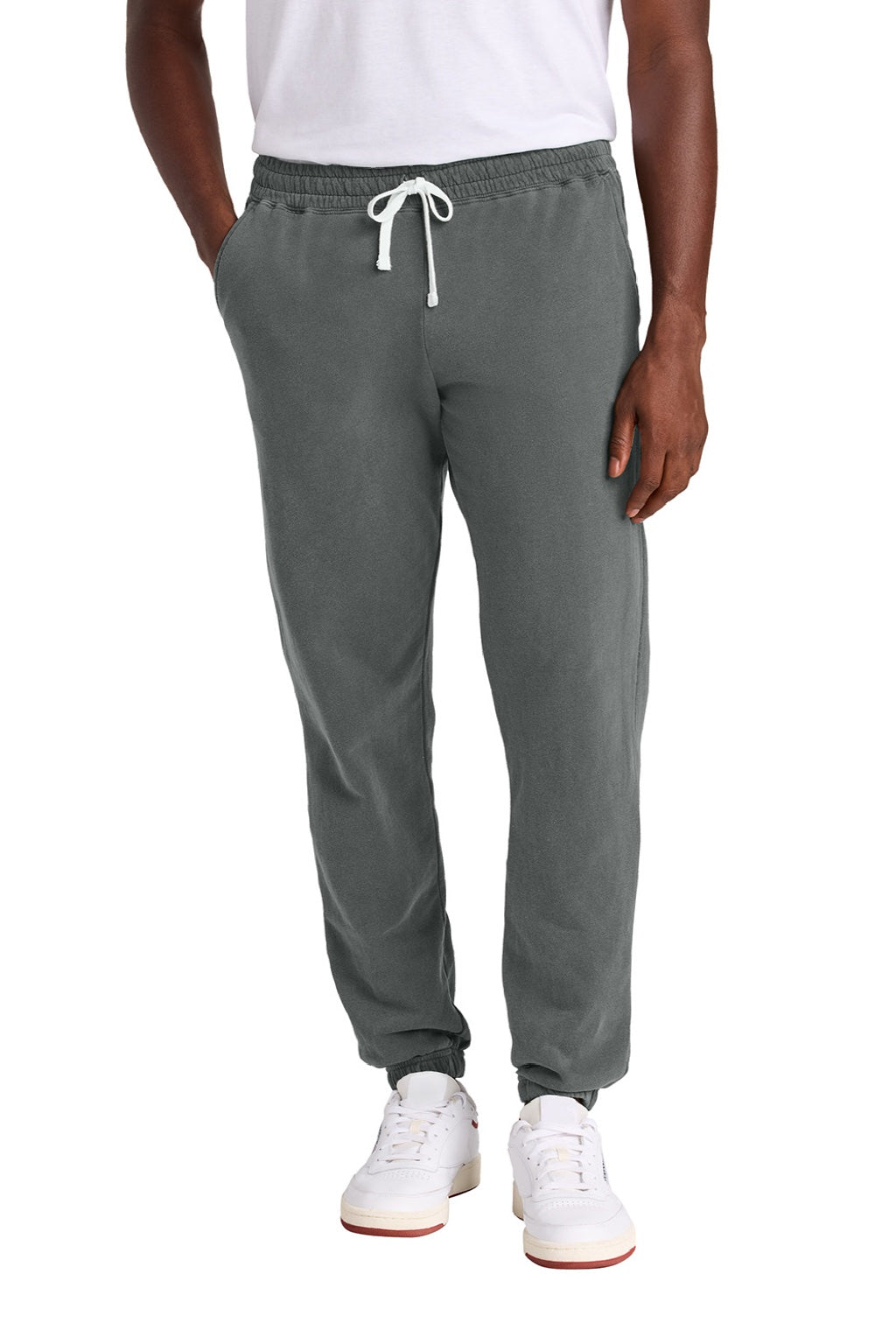 Comfort Colors 1469 Mens Garment Dyed Fleece Sweatpants w/ Pockets Pepper Model Front