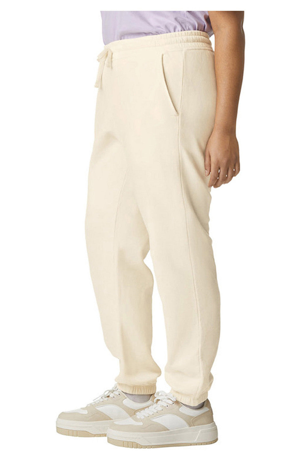 Comfort Colors 1469 Mens Garment Dyed Fleece Sweatpants w/ Pockets Ivory Model Side