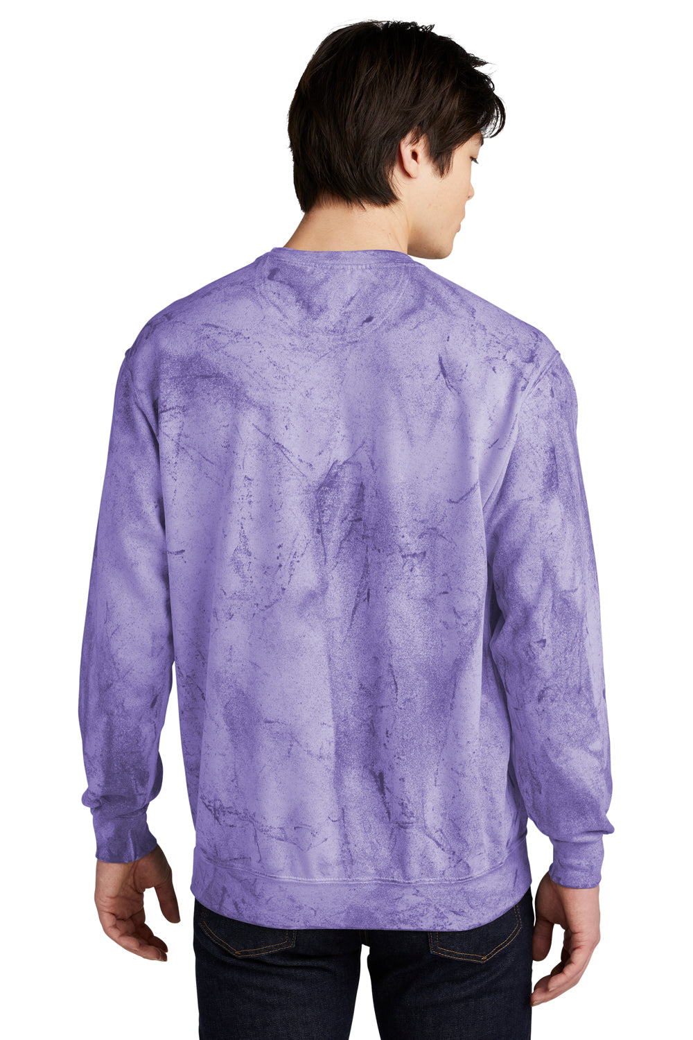 Comfort Colors 1545 Mens Color Blast Crewneck Sweatshirt Amethyst Purple Model Back