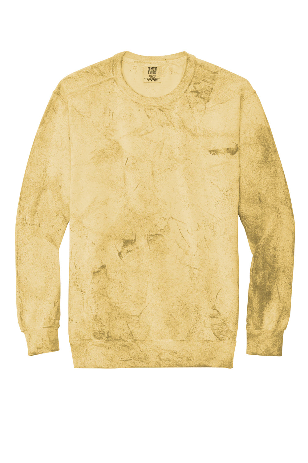 Comfort Colors 1545 Mens Color Blast Crewneck Sweatshirt Citrine Yellow Flat Front