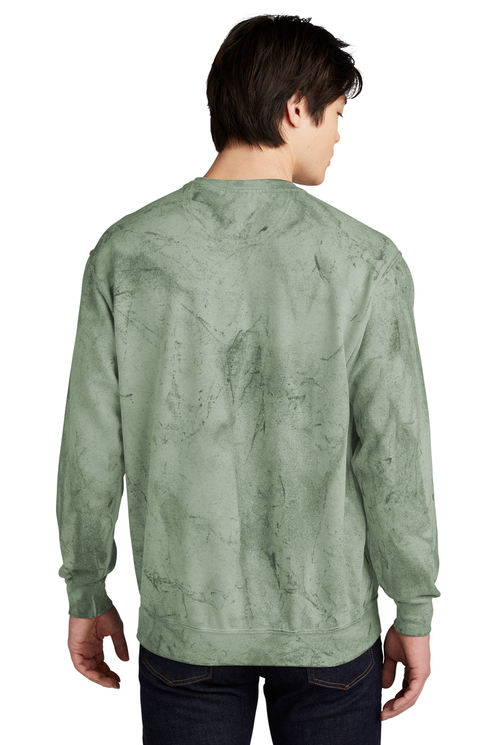 Comfort Colors 1545 Mens Color Blast Crewneck Sweatshirt Fern Green Model Back