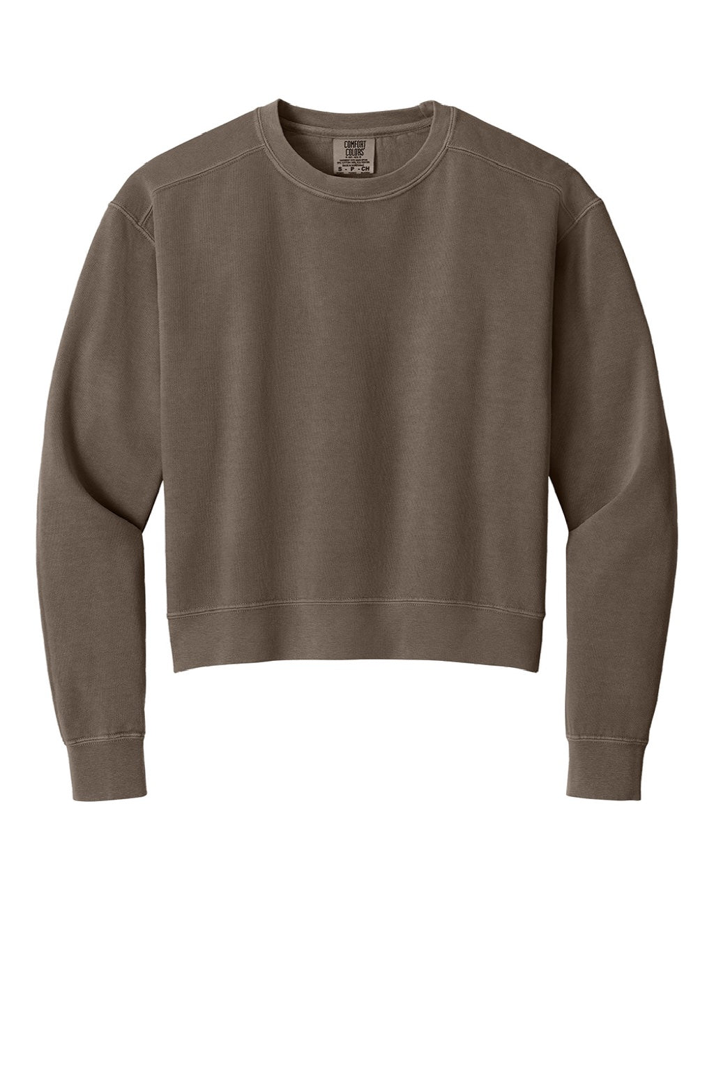 Comfort Colors 1566L Womens Crewneck Sweatshirt Espresso Brown Flat Front